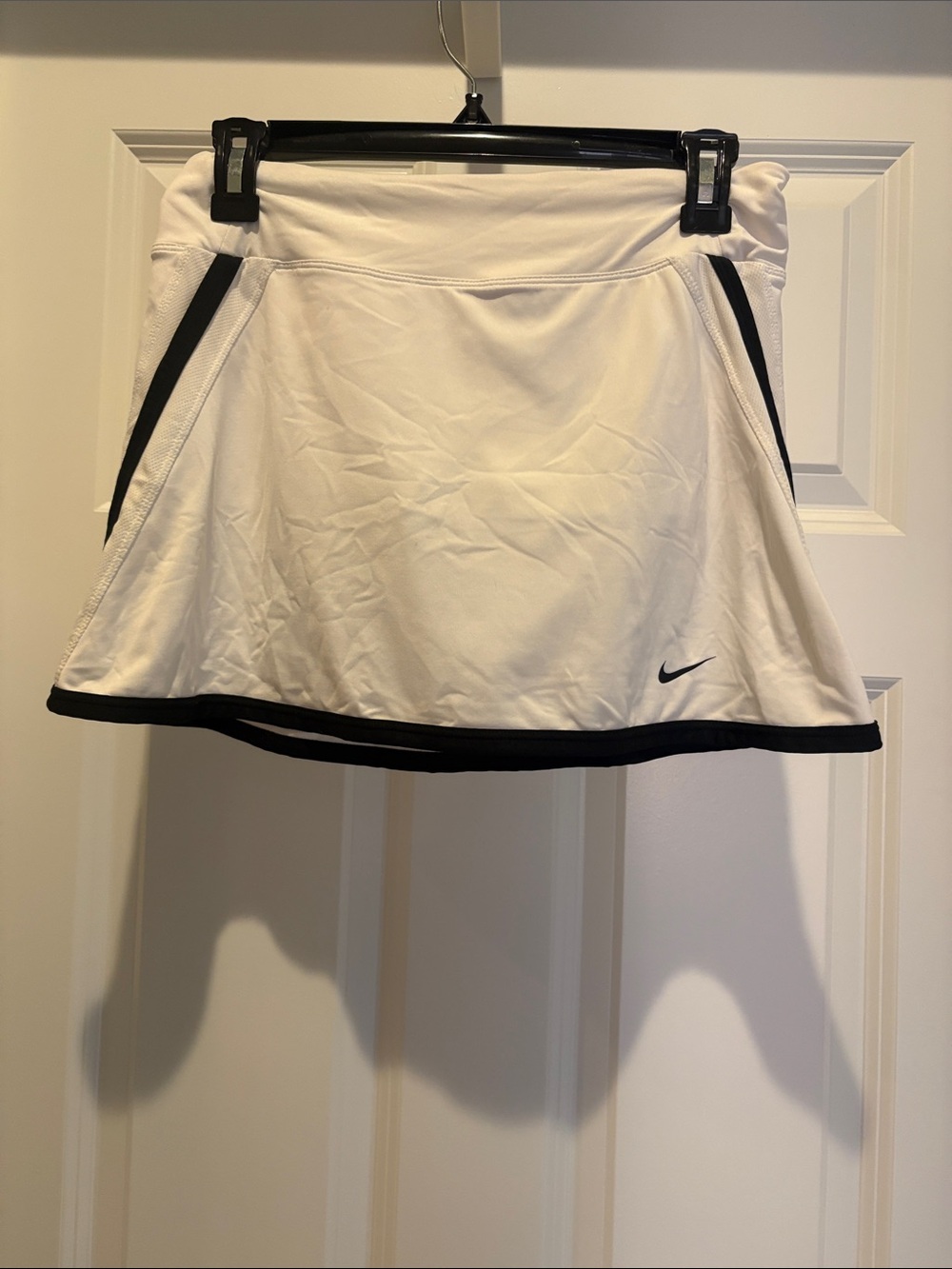 Nike White Skater Tennis Skirt with Black Trim-87% polyester, 13% spandex